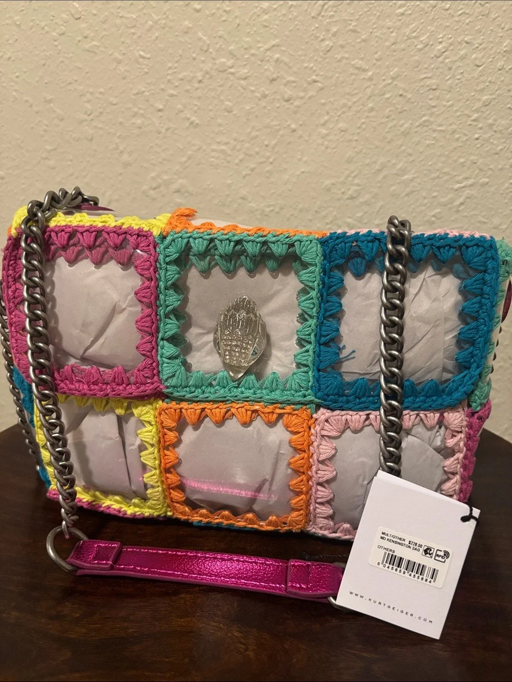 Kurt Geiger Multicolor Crochet Patchwork Shoulder Bag